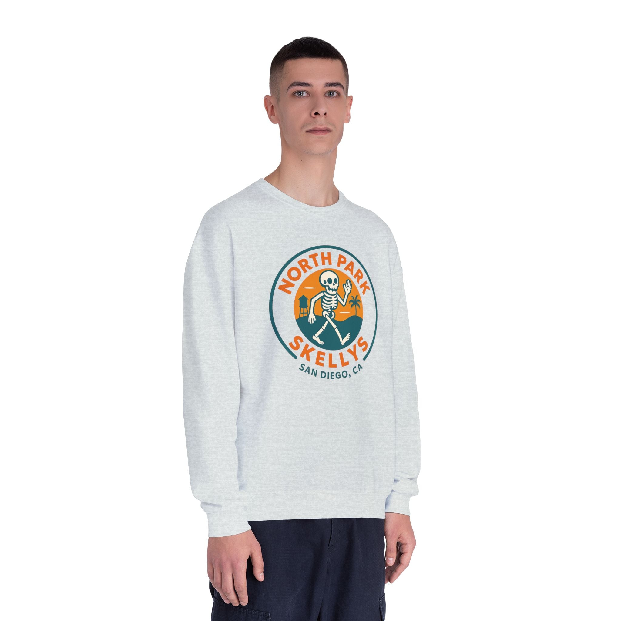 North Park Skelly's Crewneck Sweatshirt — Retro Skeleton Logo Pullover
