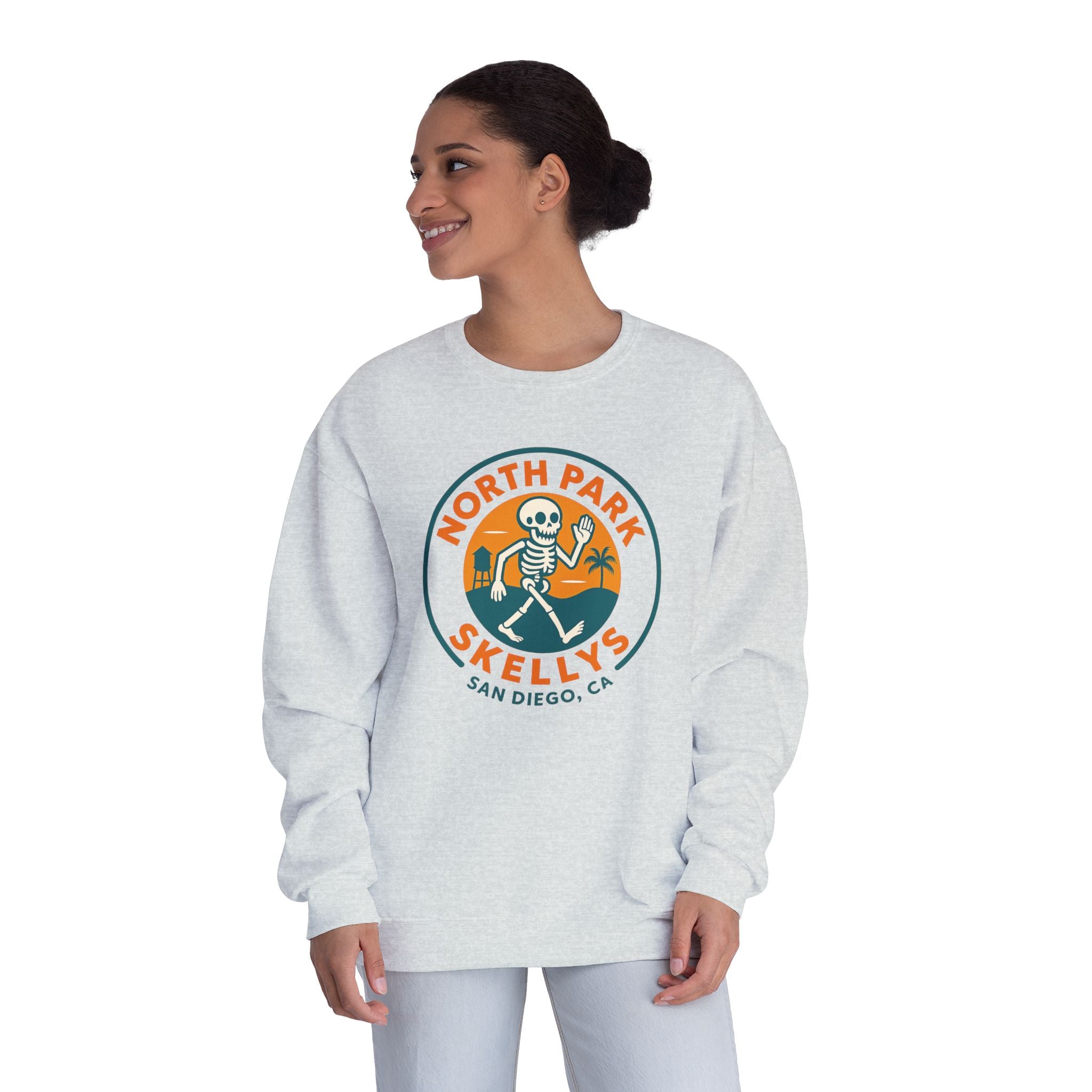 North Park Skelly's Crewneck Sweatshirt — Retro Skeleton Logo Pullover