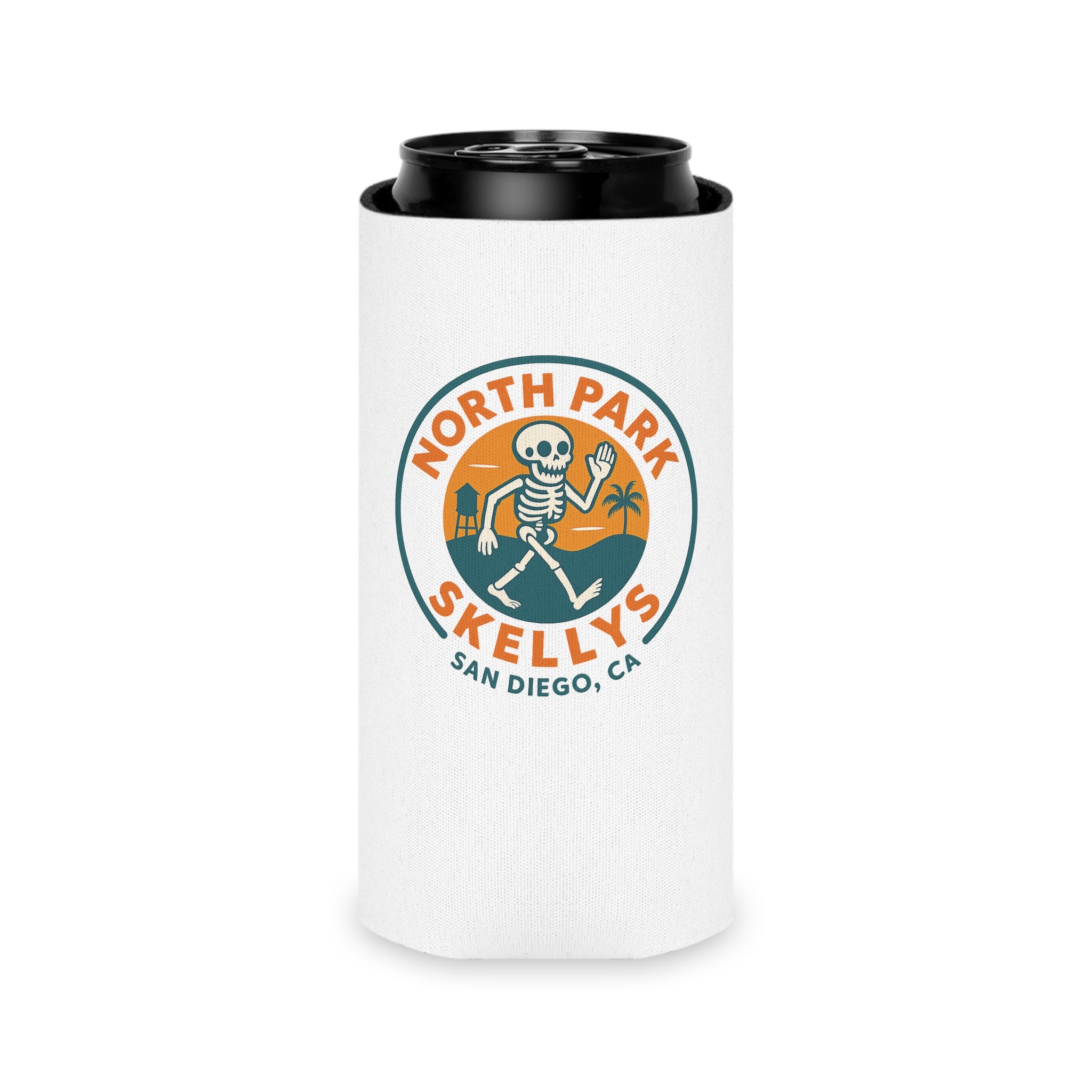 Skelly’s North Park Can Cooler — San Diego Skeleton Logo Koozie