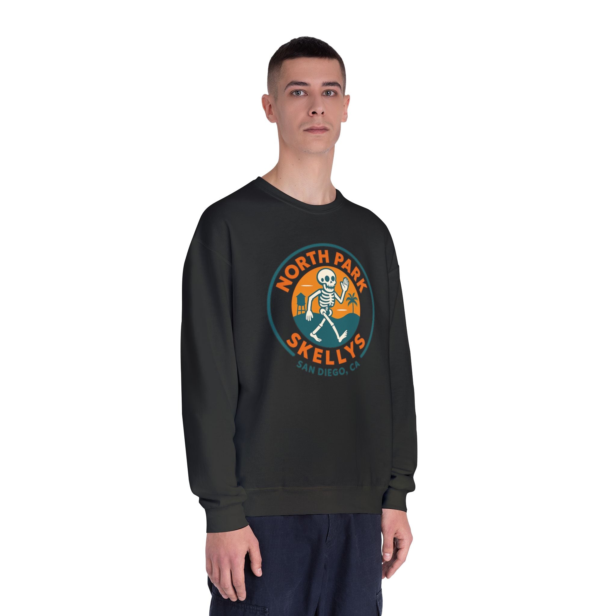 North Park Skelly's Crewneck Sweatshirt — Retro Skeleton Logo Pullover