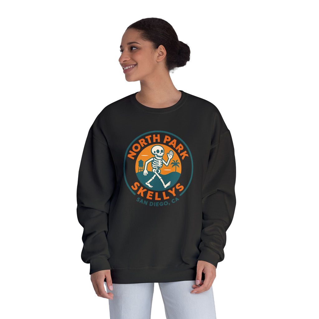 North Park Skelly's Crewneck Sweatshirt — Retro Skeleton Logo Pullover